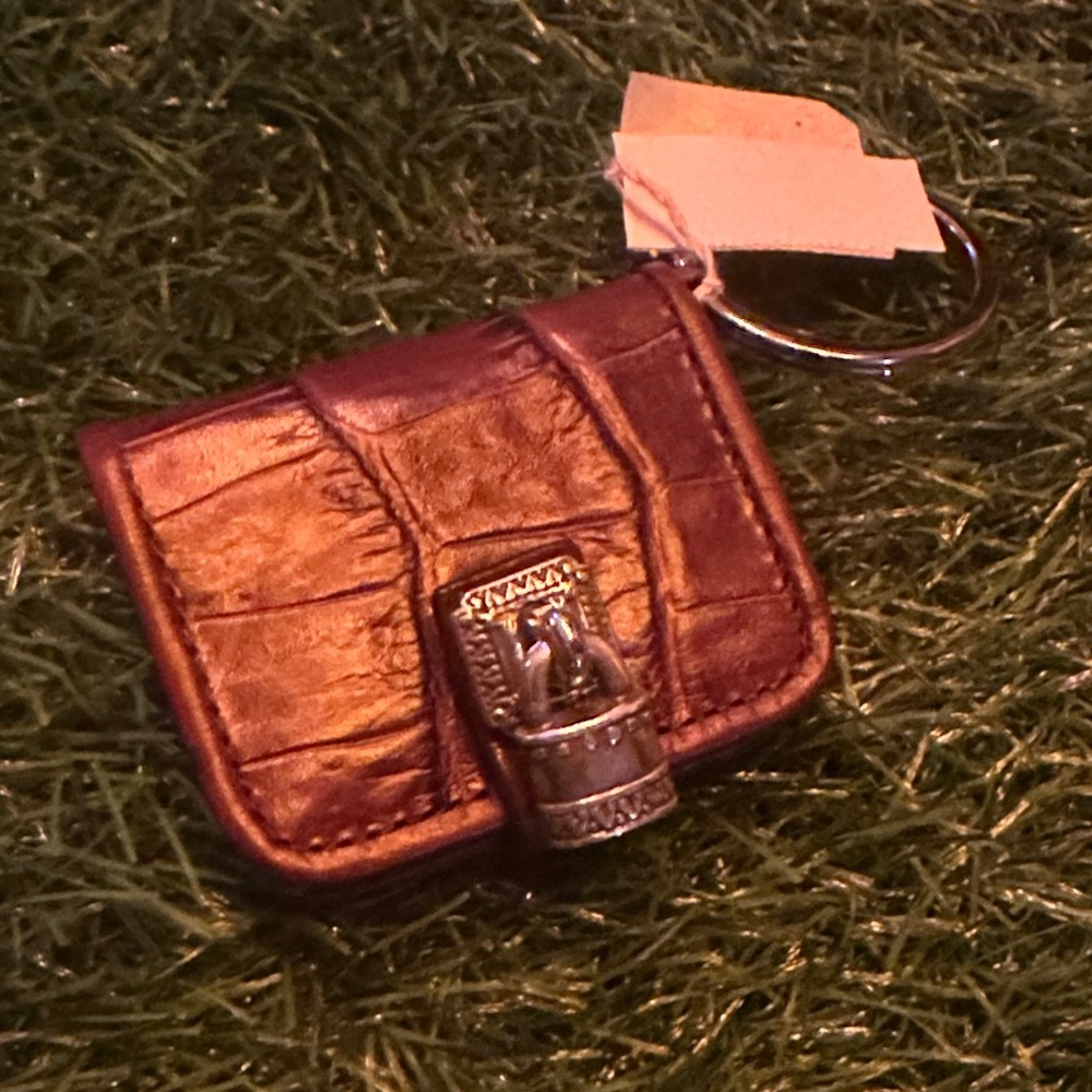 Brighton Brown Key & Card Holder leather photo inserts and 2 slip pockets